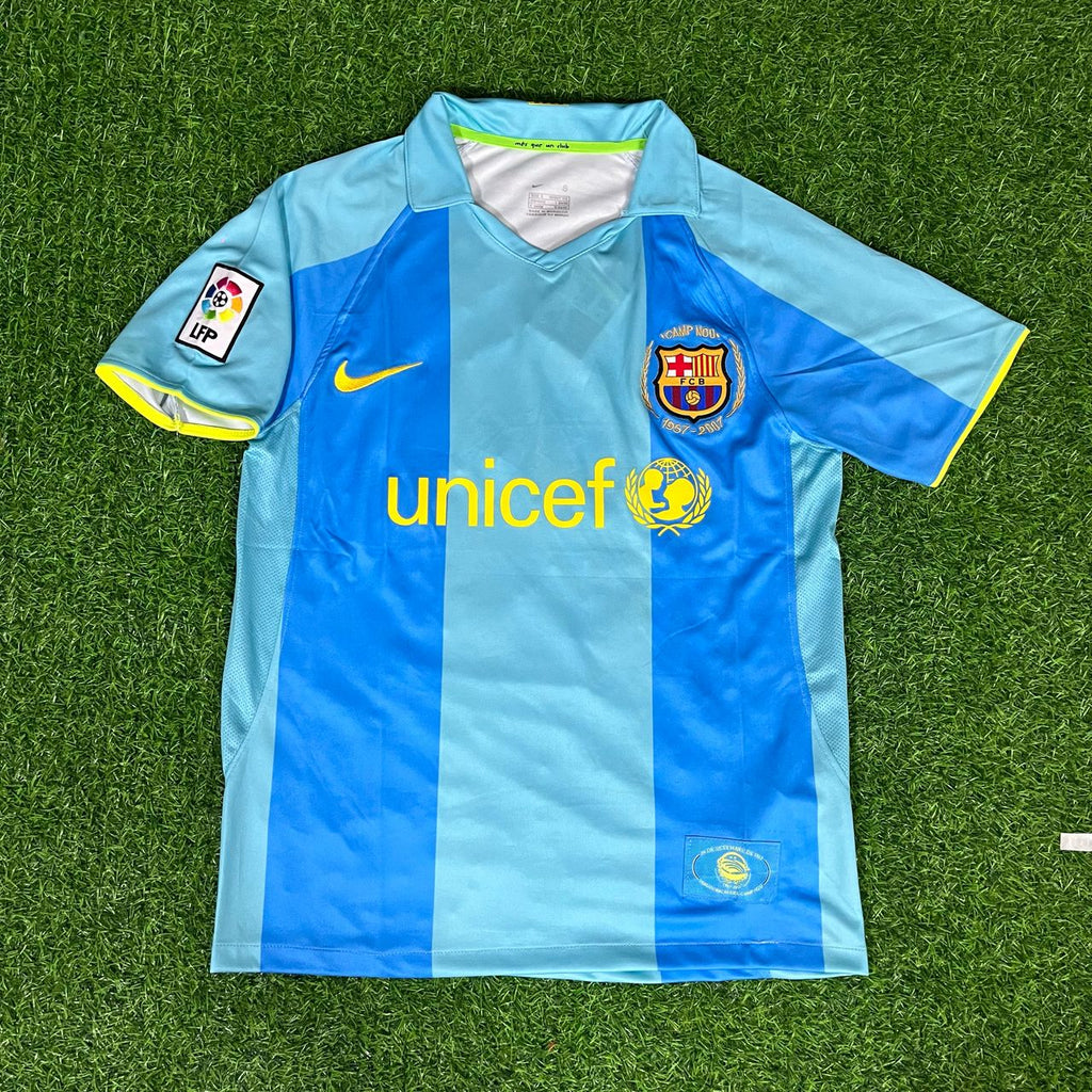 Lionel Messi Barcelona Blue Yellow Number 19 First Debut Retro Jersey – Front View