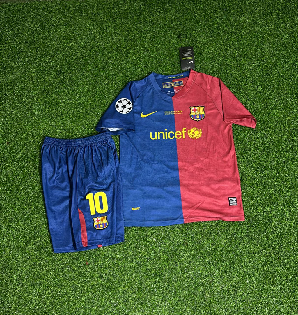 Lionel Messi Barcelona 2009 Champions League Final Retro Kids Football Jersey – Front View