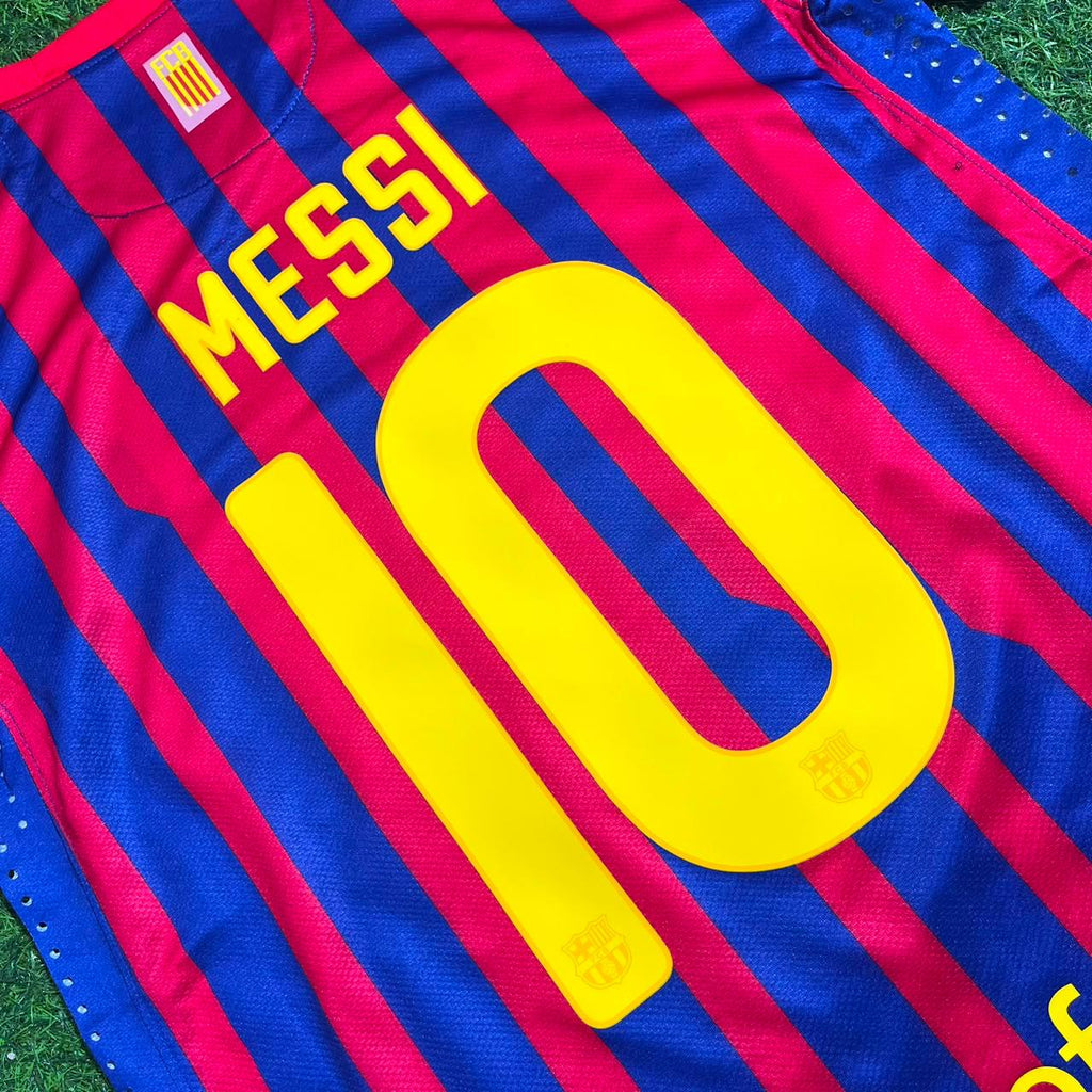 Barcelona 2011-2012 Retro Home Football Jersey – Lionel Messi – Detailed View