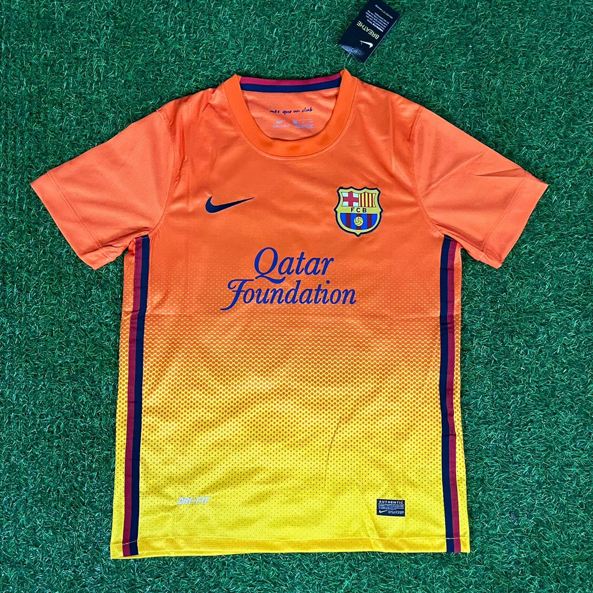 Lionel Messi 10 – Barcelona 2012–2013 Orange Retro Kit Jersey – | | – Front View