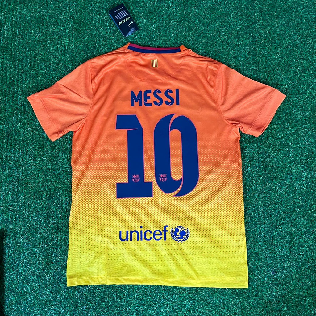 Lionel Messi 10 – Barcelona 2012–2013 Orange Retro Kit Jersey – | | – Back View
