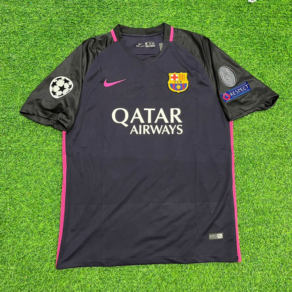 2014/15 Lionel Messi Barcelona Retro Black Pink Football Jersey – Front View