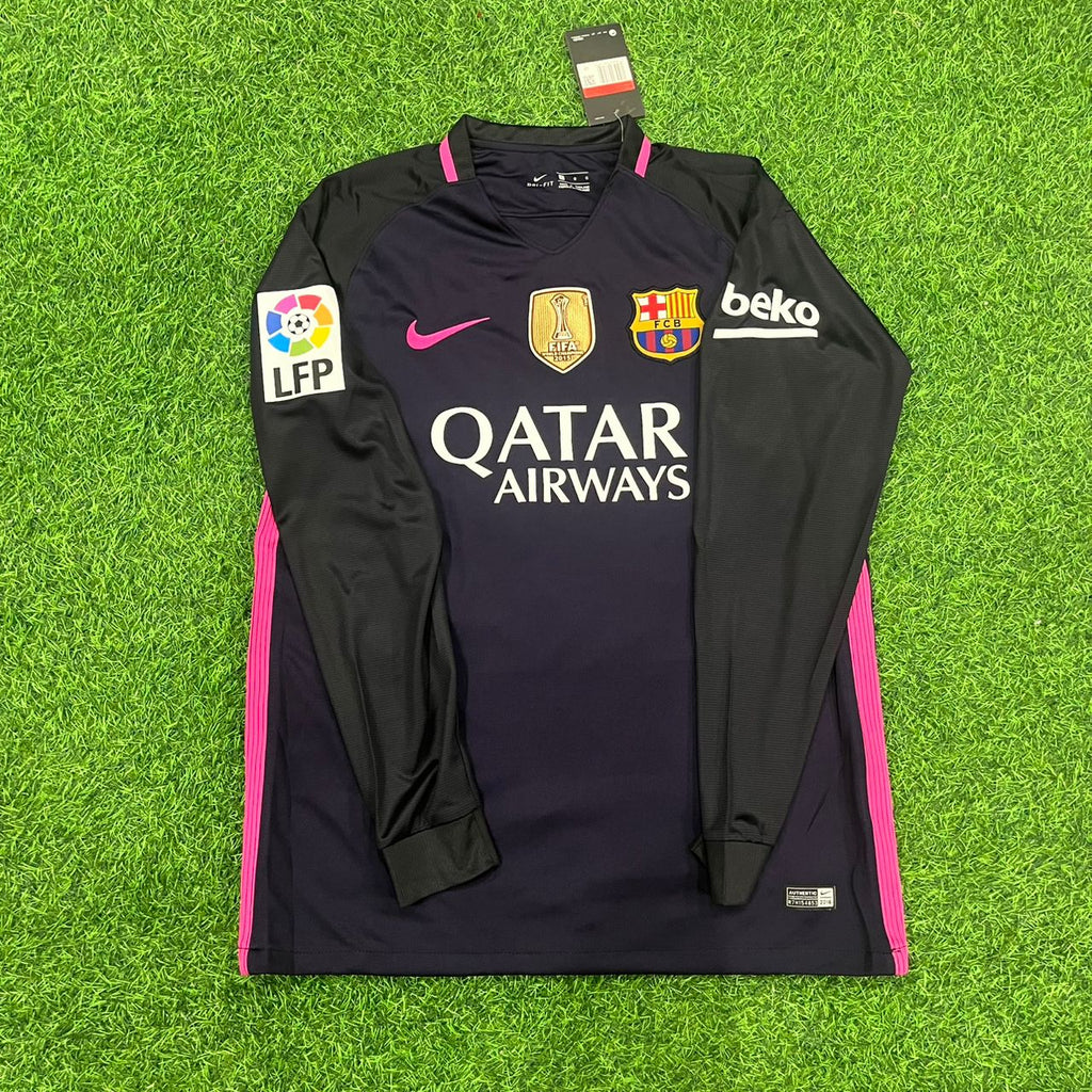 2014/15 Lionel Messi Barcelona Retro Long Sleeve Football Jersey – Front View
