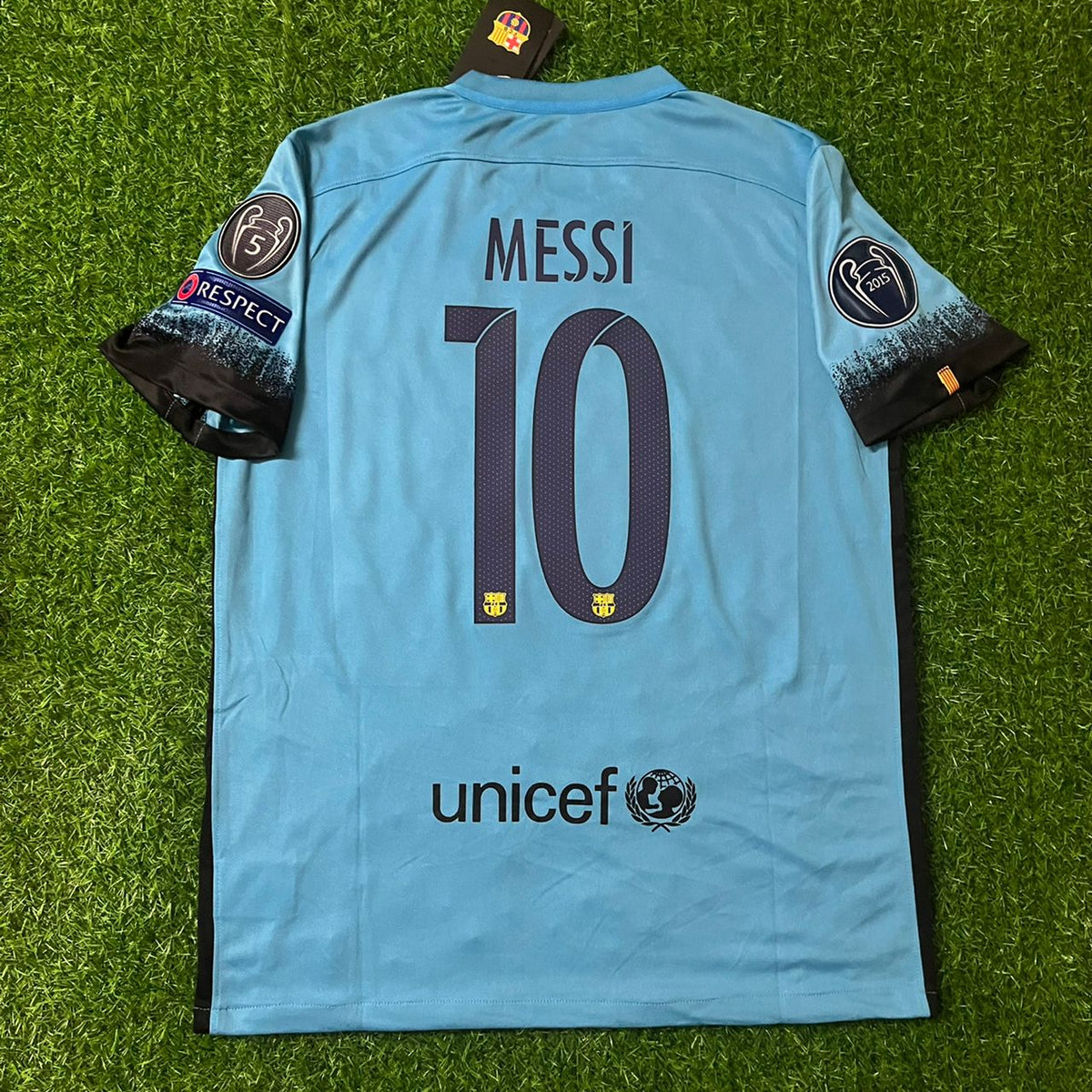 Lionel Messi Barcelona 2015-2016 Champions League Retro Jersey – Back View