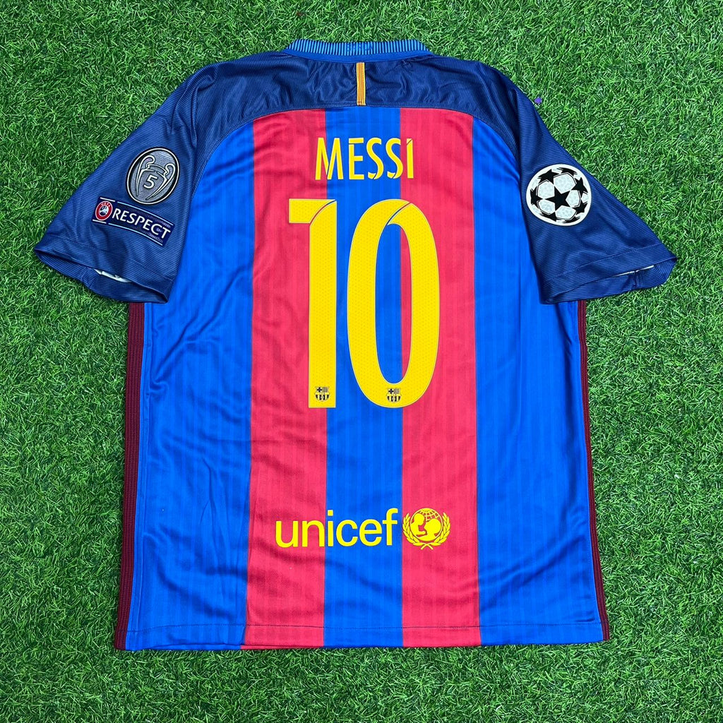 Lionel Messi Barcelona 2016–2017 Home Retro Football Jersey – Back View