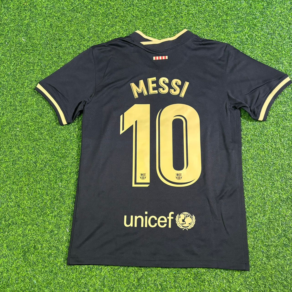Lionel Messi Barcelona 2020-2021 Black Retro Football Jersey – Back View