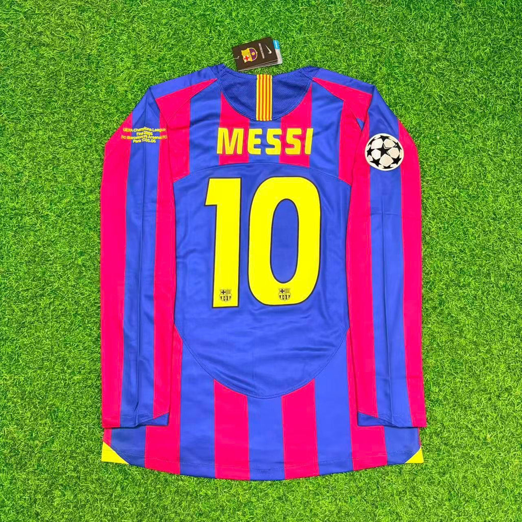 Barcelona Retro Long Sleeve Football Jersey – Lionel Messi – Back View
