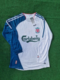 Liverpool 2007 White Blue Long Sleeve Retro Jersey – Back View