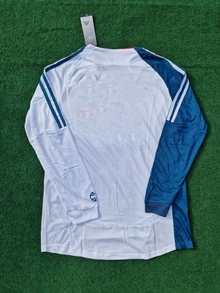Liverpool 2007 White Blue Long Sleeve Retro Jersey – Front View
