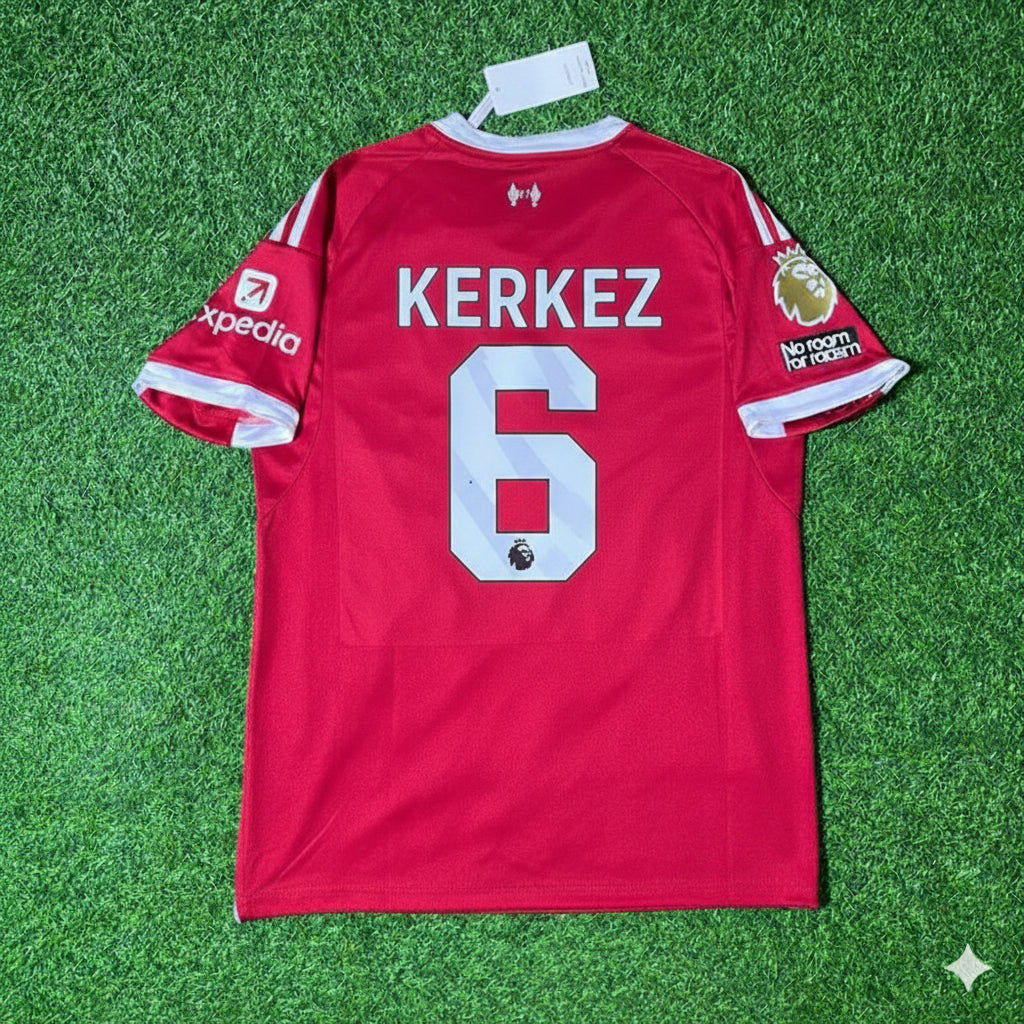 Liverpool 2025/26 Home Football Jersey – Milos Kerkez – Back View