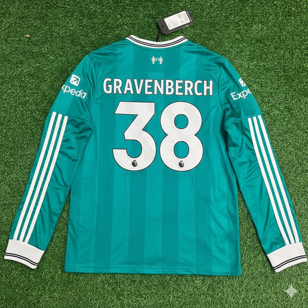 Liverpool 2025 New Season Away Long Sleeve Football Jersey – Ryan Gravenberch – Back View