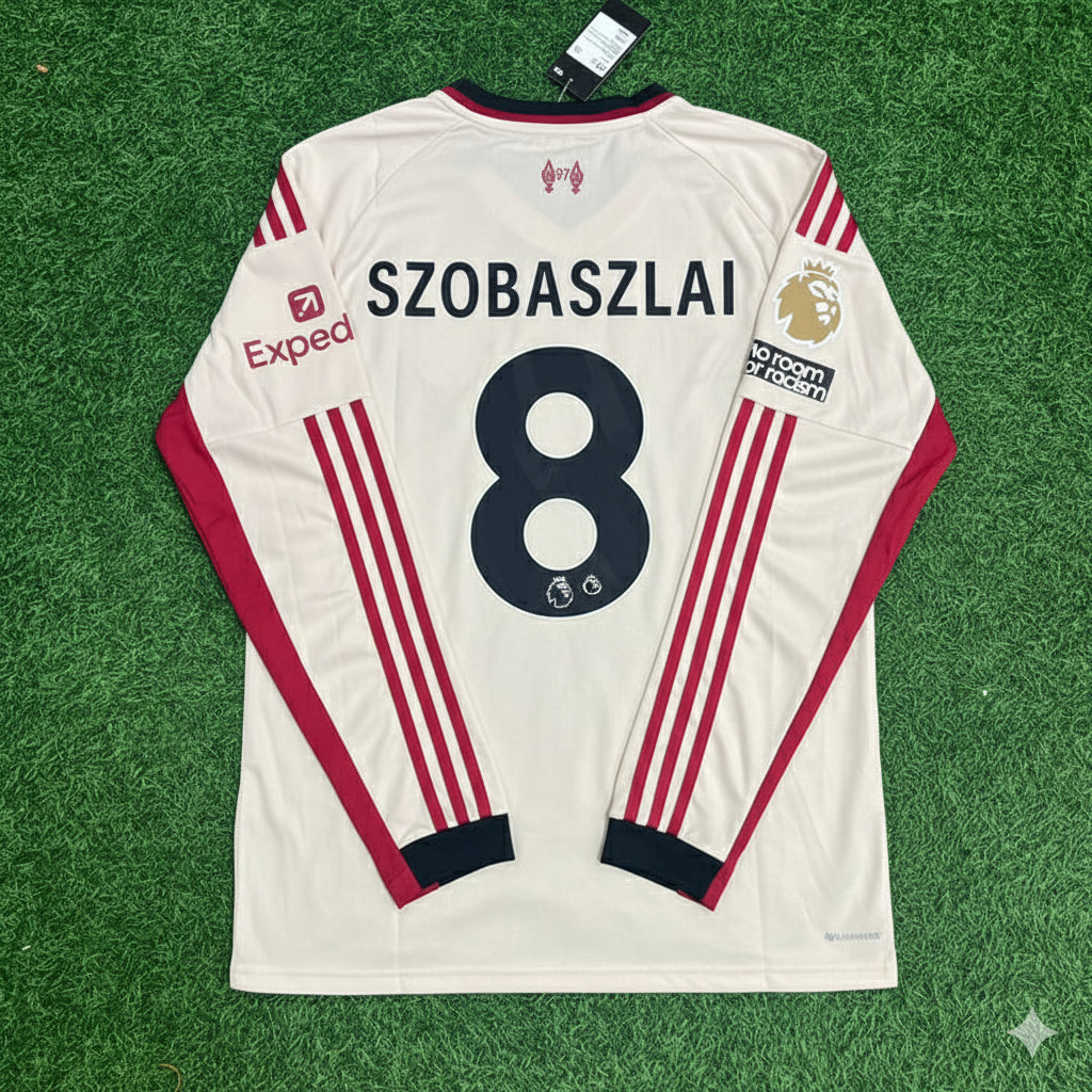 Liverpool 2025 New Season Away Long Sleeve Football Jersey – Dominik Szobaszlai – Back View