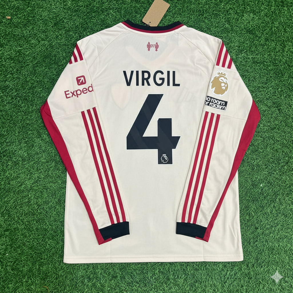 Liverpool 2025 New Season Away Long Sleeve Football Jersey – Virgil van Dijk – Back View