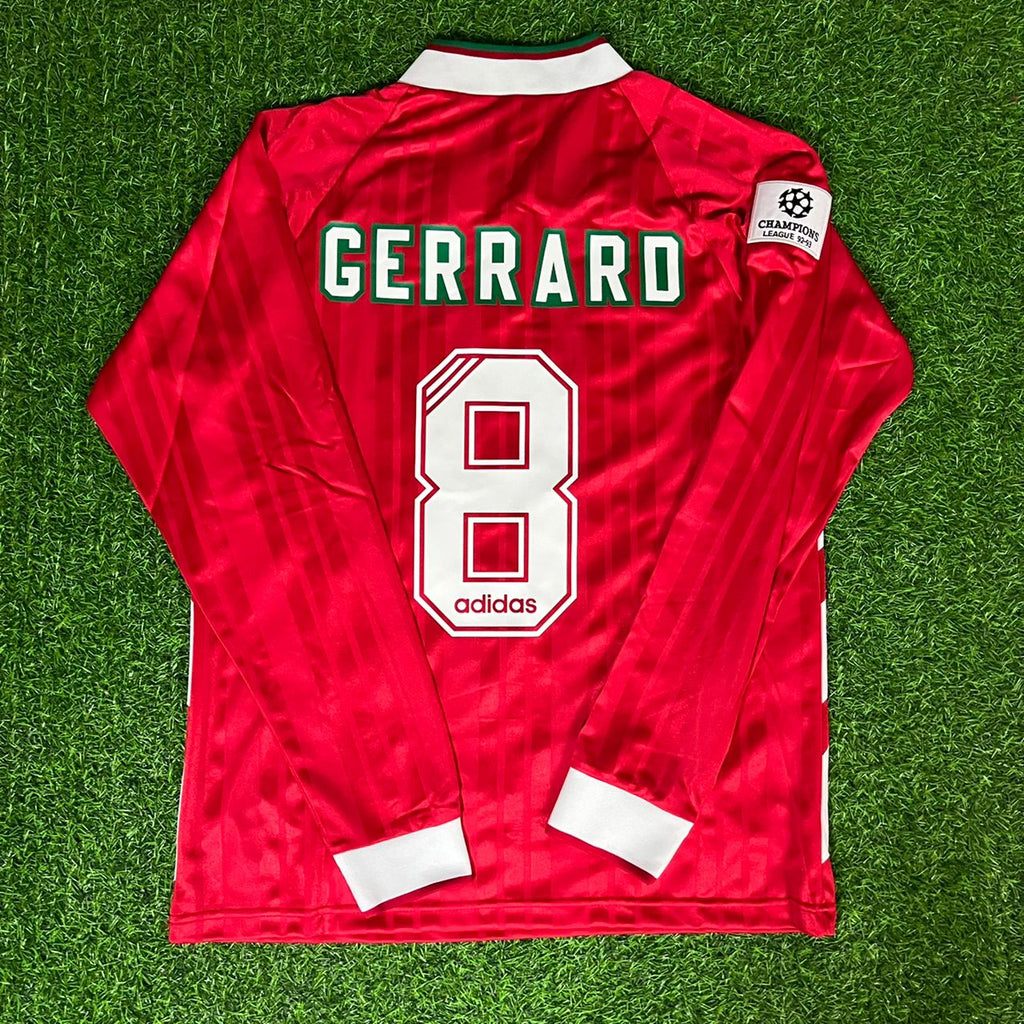 Steven Gerrard Liverpool Long Sleeve Retro Kit Jersey – Back View