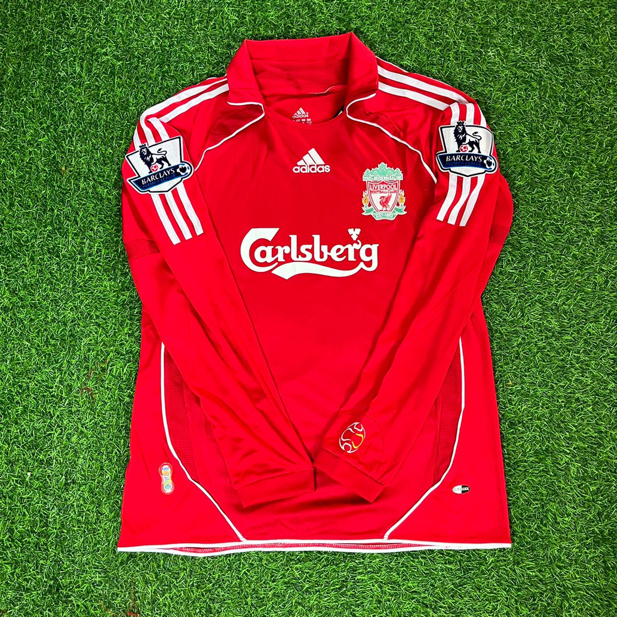 Peter Crouch Liverpool 2007-2008 Red Retro Kit Jersey – Front View