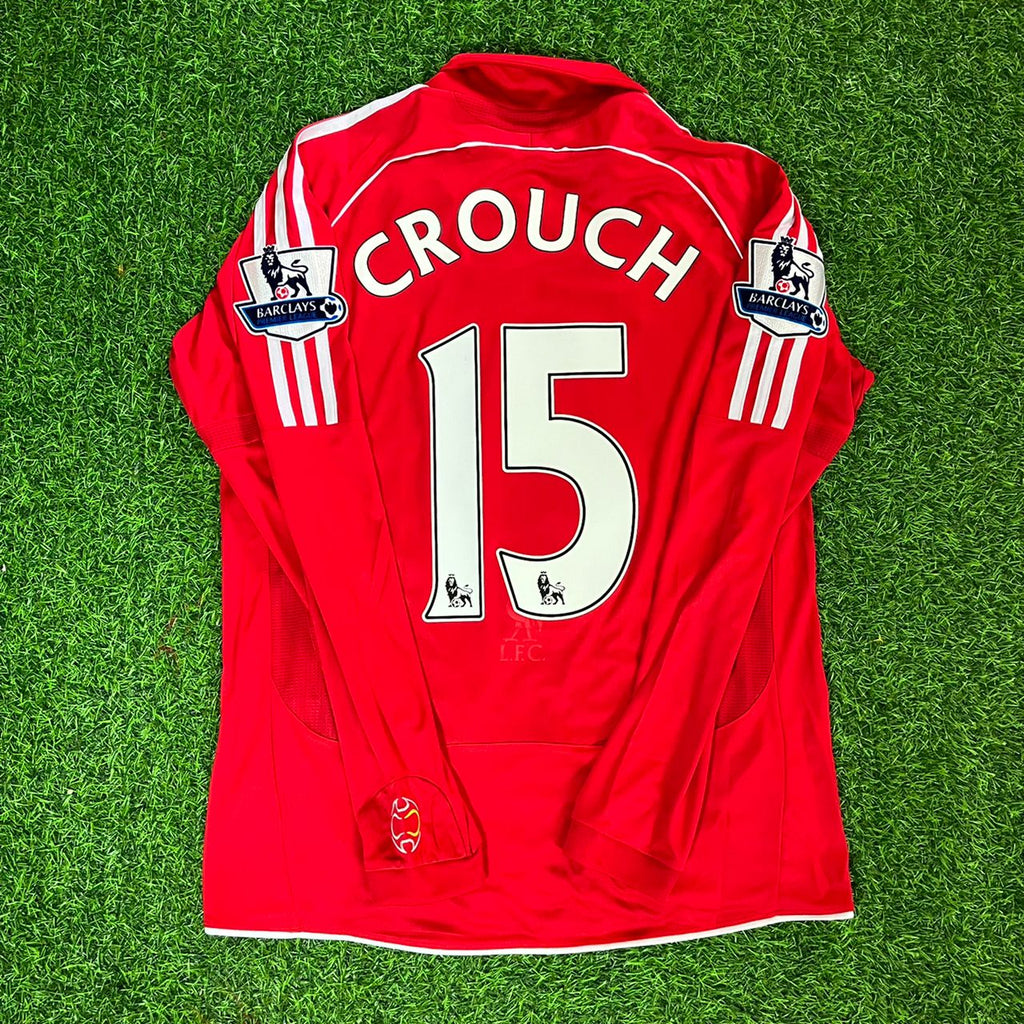 Peter Crouch Liverpool 2007-2008 Red Retro Kit Jersey – Back View