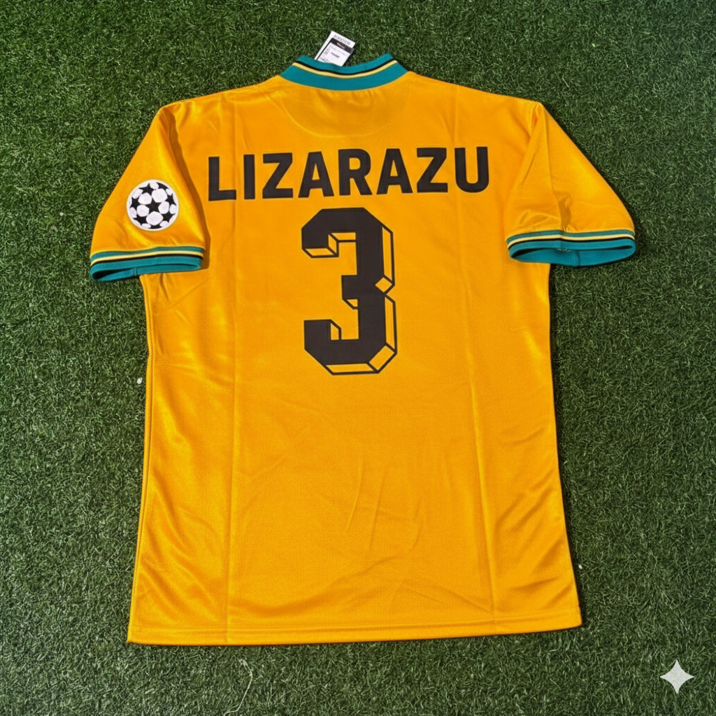Bayern Munich Yellow Retro Football Jersey – Bixente Lizarazu – Back View