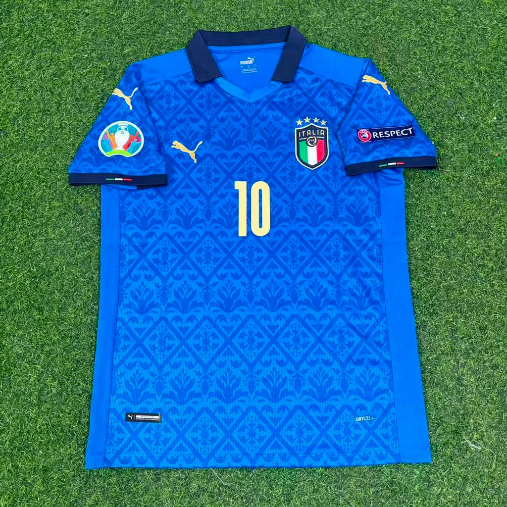 Italy EURO 2020 Final Retro Soccer Jersey – | | – Lorenzo Insigne #10 – Front View