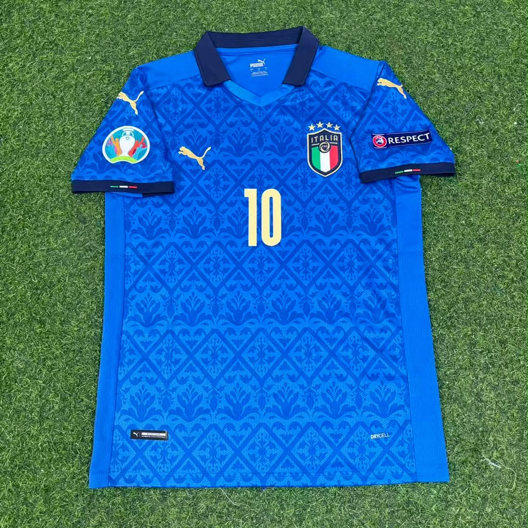 Italy EURO 2020 Final Retro Soccer Jersey – | | – Lorenzo Insigne #10 – Front View