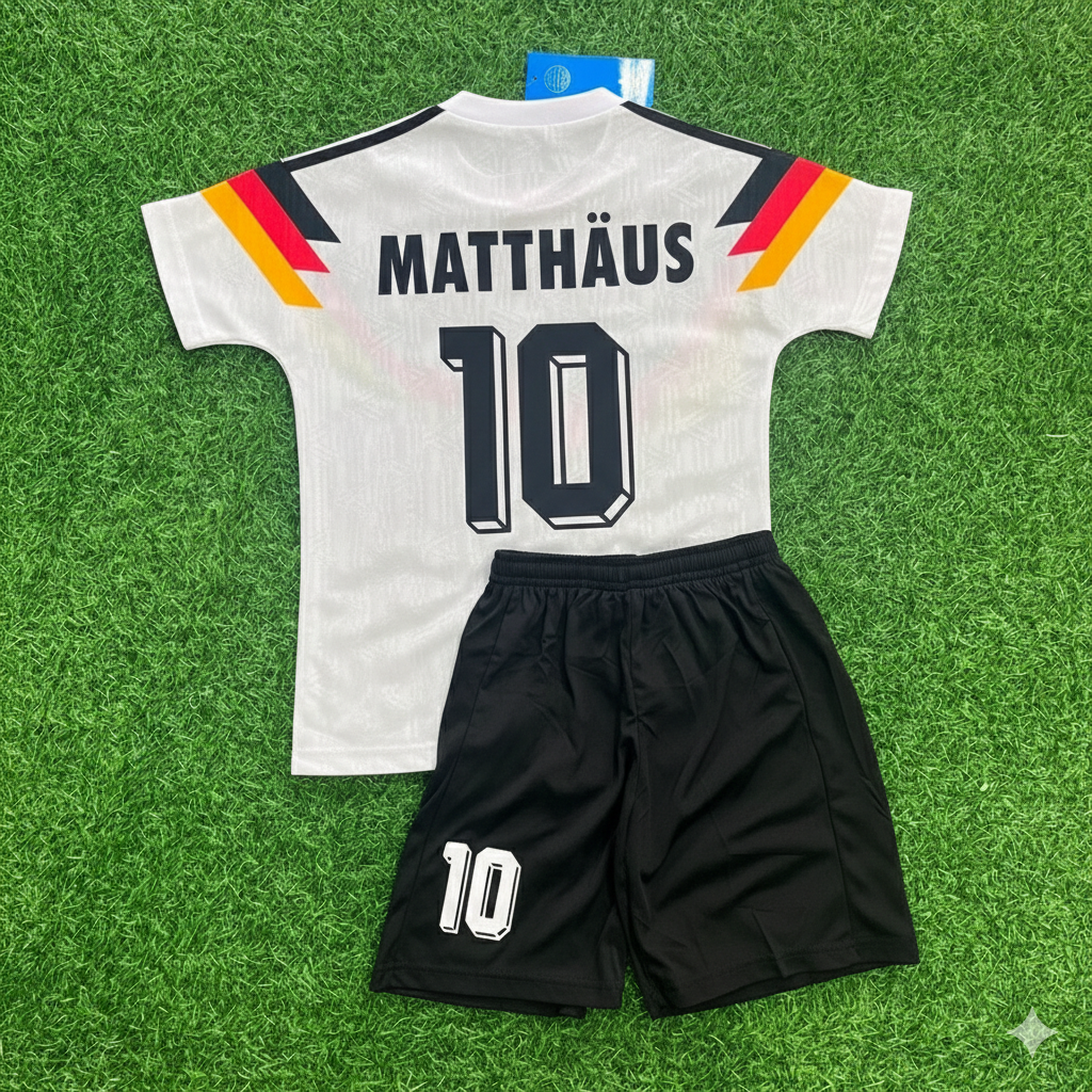 Germany Deutschland Retro Kids 1990 World Cup Jersey - Deutschland Retro Kinder WM 1990 – Lothar Matthäus 10 - – Back View