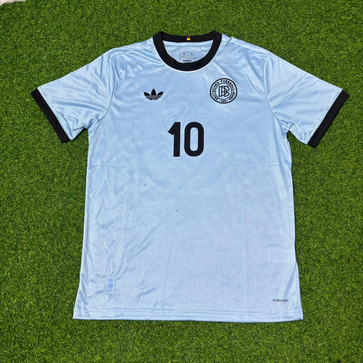 Lothar Matthäus Germany 125th Year Special Clear Blue Retro Football Jersey – Front View