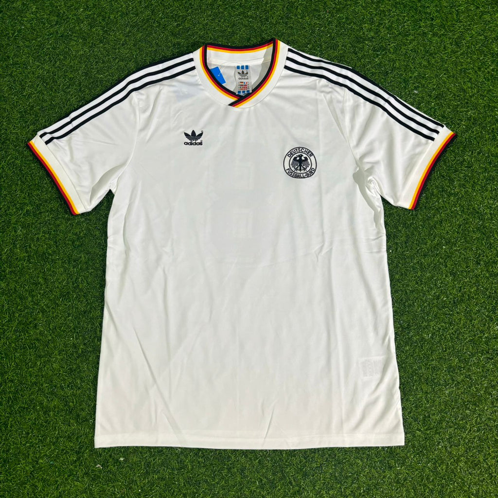 1986 Uwe Rahn #18 Deutschland World Cup Retro Weiß – Front View