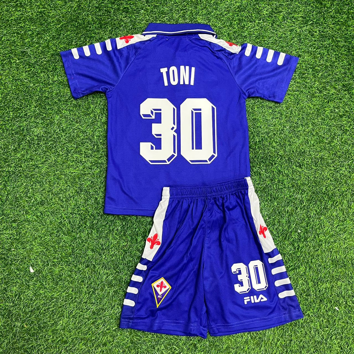 Luca Toni 30 Fiorentina Retro Purple Kids Football Jersey Collection – Back View