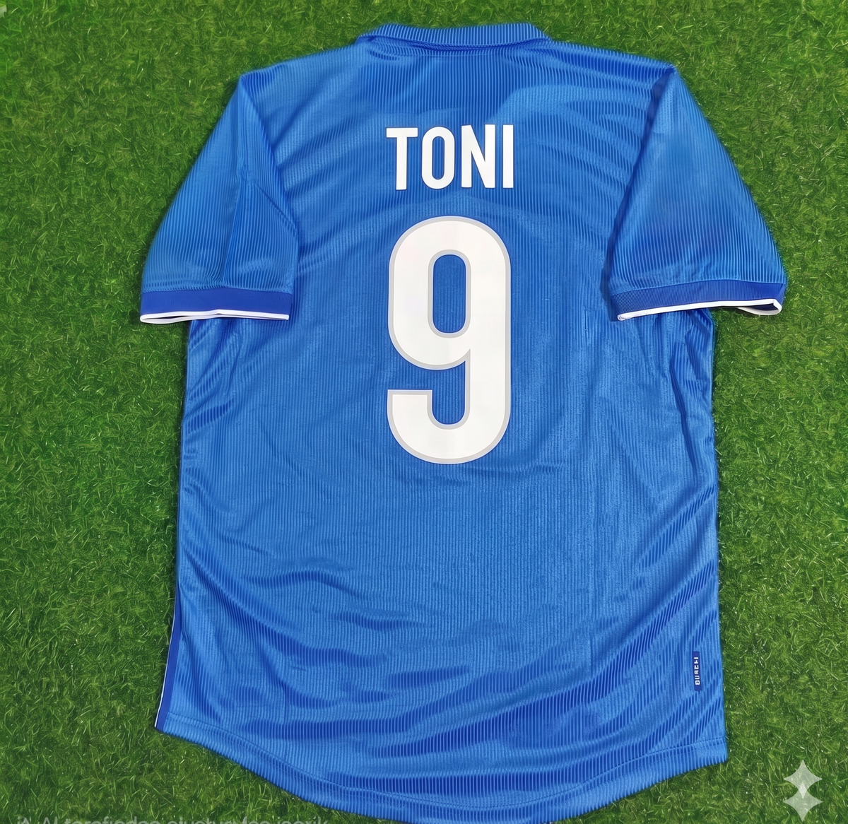 Italy Home Blue Retro Football Jersey – Luca Toni – Back View