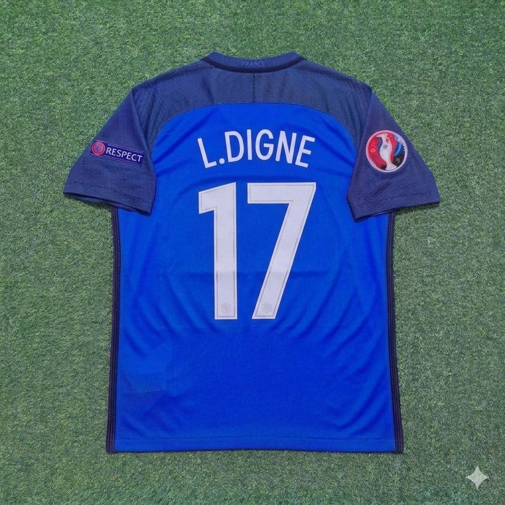 France Euro 2016 Home Retro Football Jersey – Lucas Digne #17 – Back View