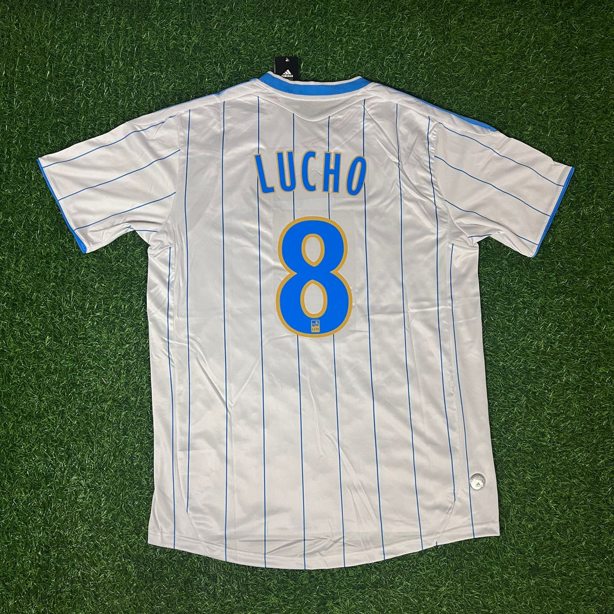 Lucho González 8 – Olympique Marseille 2009/2010 Home Retro Kit Jersey – Back View