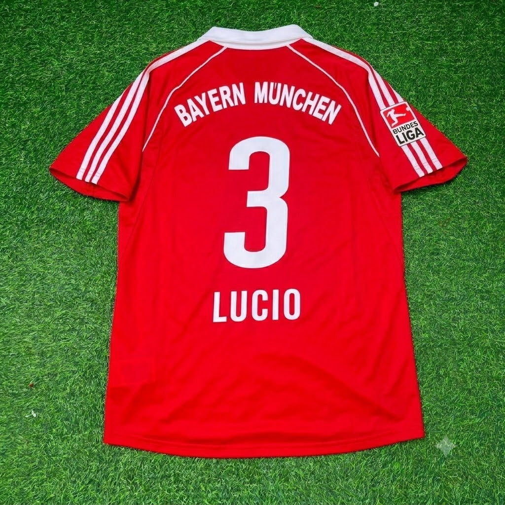 2005 Lucio Bayern Munich 06 Bundesliga Red Home Retro Football Jersey – Back View