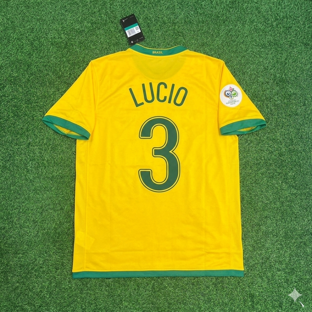 2006 Brazil World Cup Lúcio #3 Football Jersey – Back View