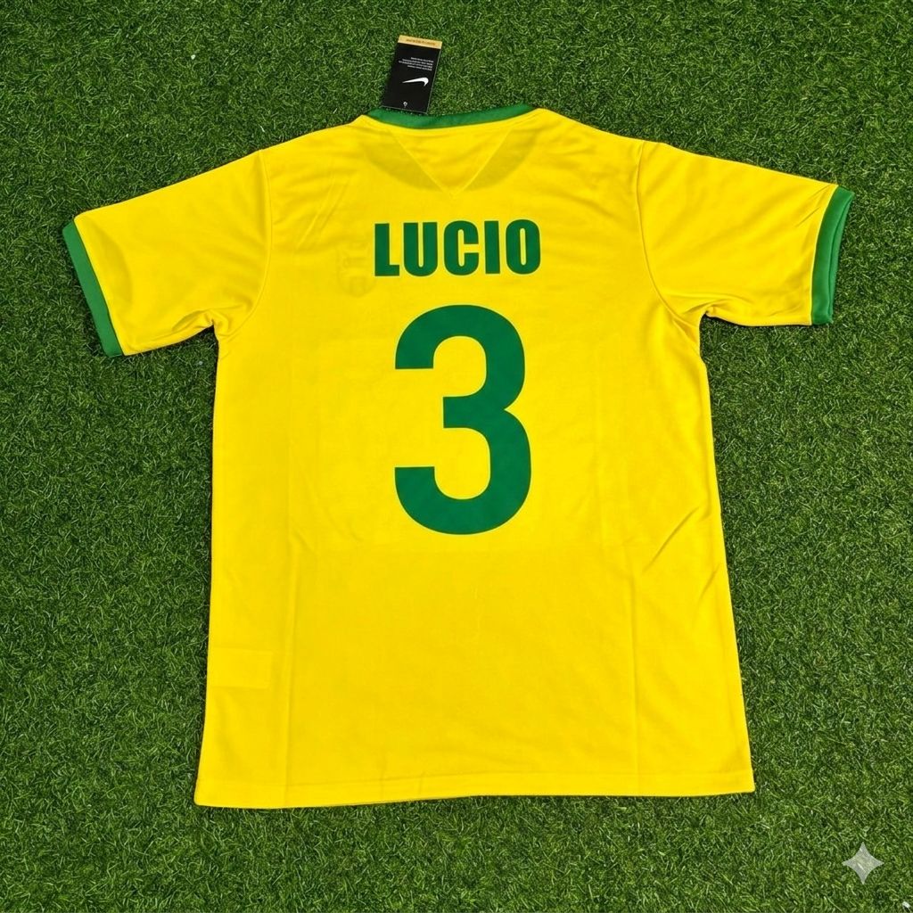 Lucio Brazil Retro Home Football Jersey – Back View
