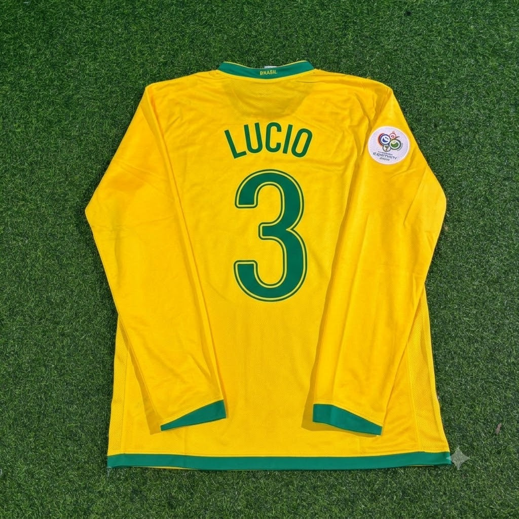 2006 Brazil World Cup Lucio #3 Long Sleeve Football Jersey – Back View