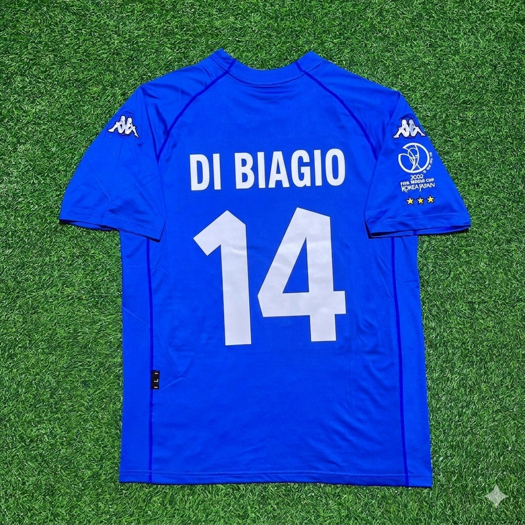 2002 Italy World Cup Luigi Di Biagio #14 Home Retro Football Jersey – Back View