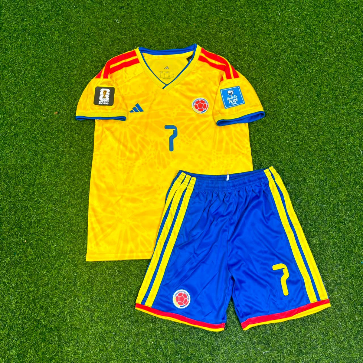Luis Diaz #7 Kids Colombia 2026 World Cup Football Jersey – Front View