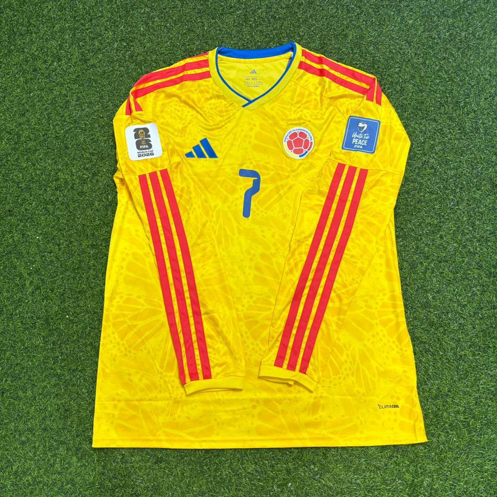 Luis Díaz Colombia 2026 World Cup Long Sleeve Home Football Jersey – Front View