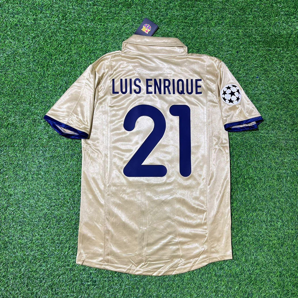 2001 Luis Enrique 21 Barcelona 2002 Season Retro Football Jersey – Back View