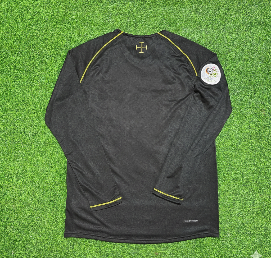 2006 Portugal World Cup Long Sleeve Black Retro Football Jersey – Front View