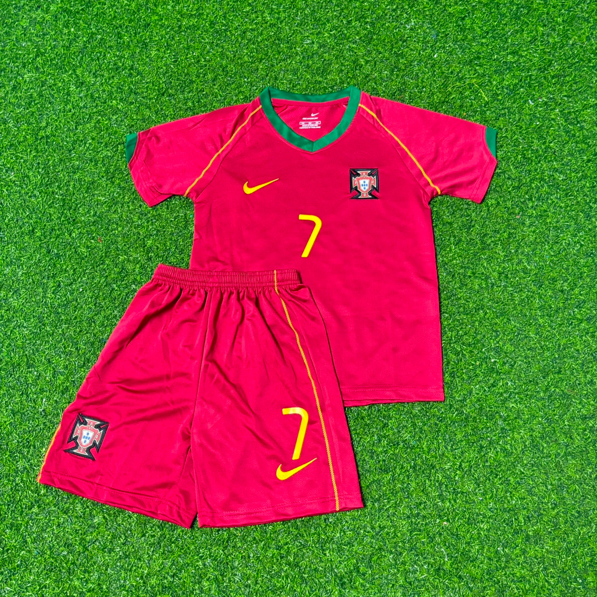 Portugal 2006 World Cup Kids Football Jersey – Luís Figo #7 – Front View