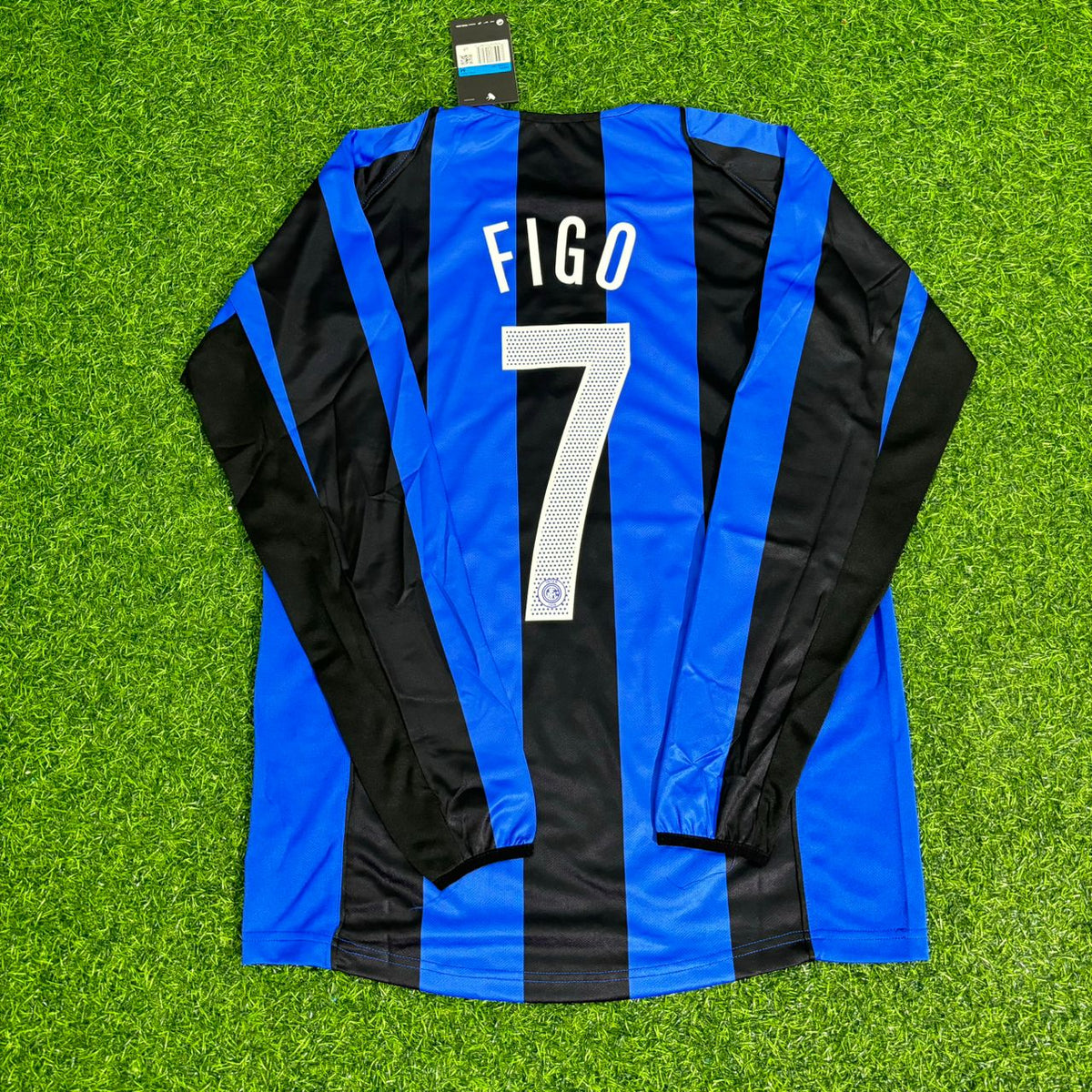 Luis Figo Inter Milan 2004/2005 Long Sleeve Retro Football Jersey – Back View