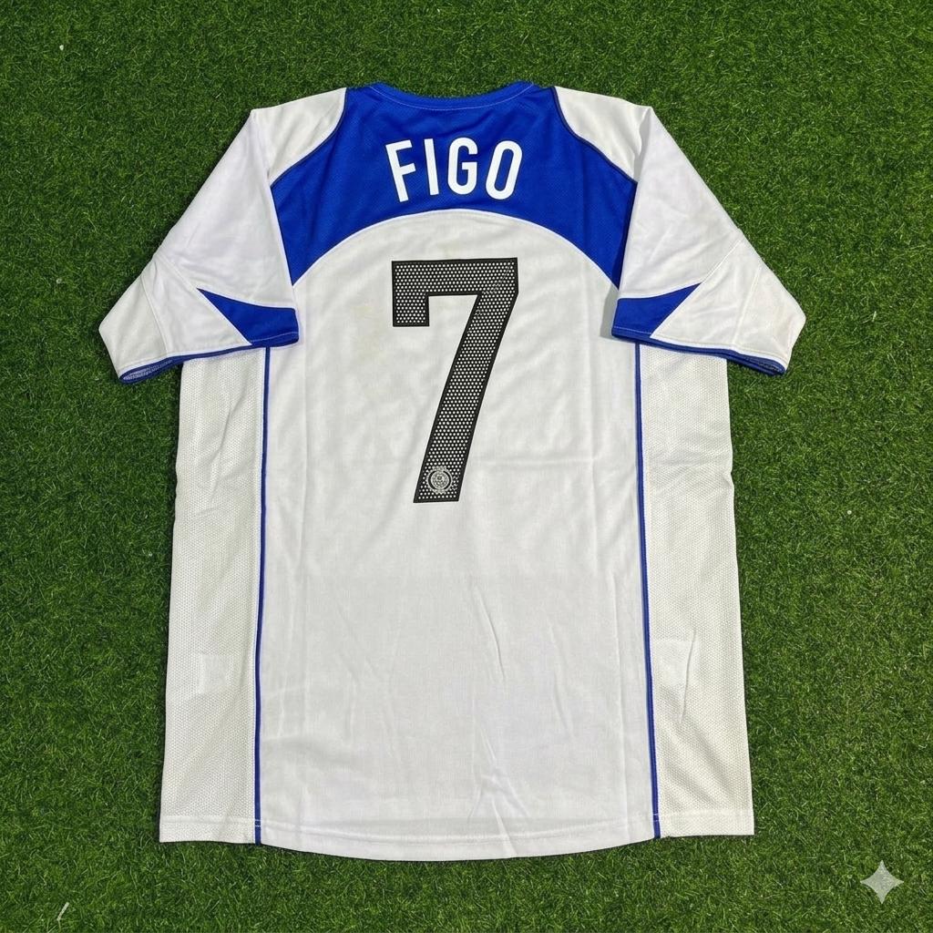 Luis Figo Inter Milan Retro White Football Jersey – Back View