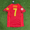 2004 Portugal EURO Luis Figo Retro Home Red Football Jersey – Back View