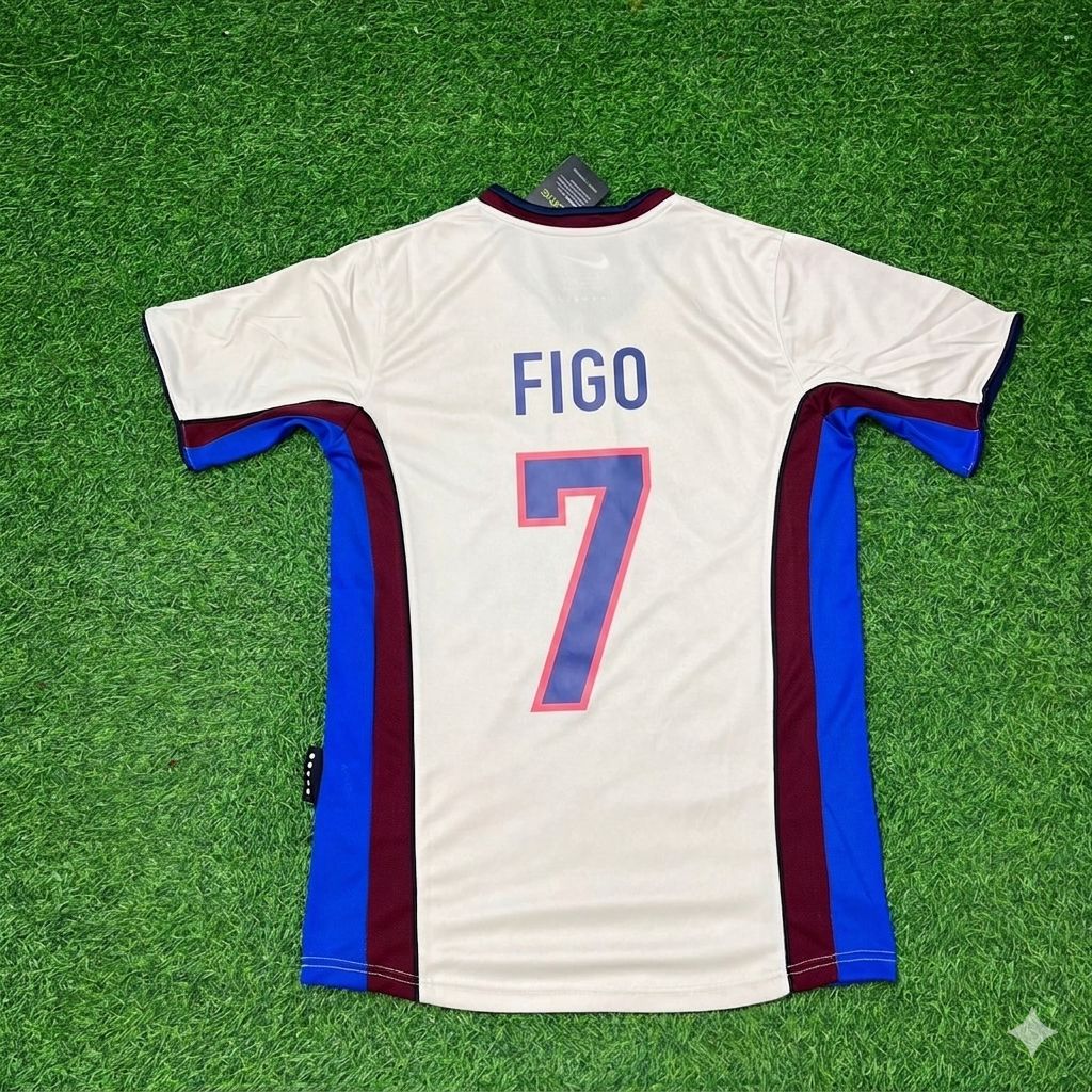 Luis Figo Barcelona 98/99 Retro Football Jersey – Back View