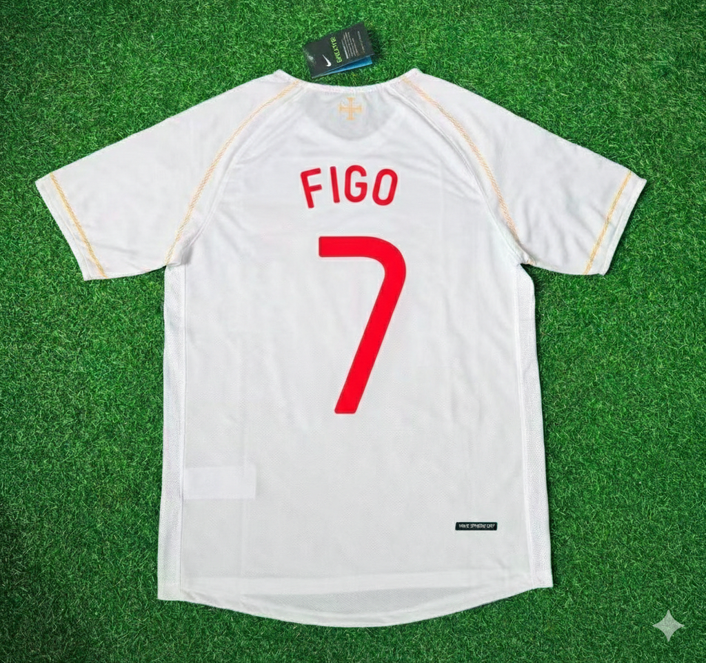 Portugal 2002 Retro White Debut Football Jersey – Luis Figo – Back View