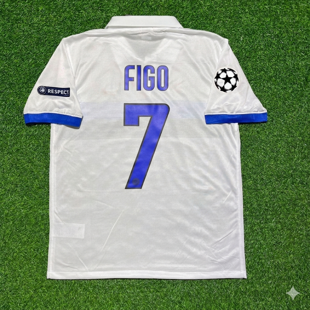 Inter 2009/2010 White Retro Football Jersey – Luis Figo – Back View