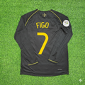 Portugal 2006 World Cup Long Sleeve Black Retro Football Jersey – Luis Figo – Back View