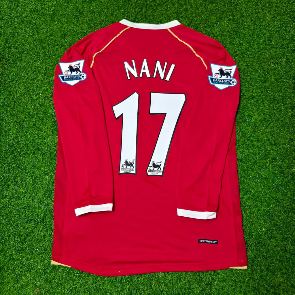 Manchester United 2006-2007 Red Long Sleeve Football Jersey – Luis Nani – Back View
