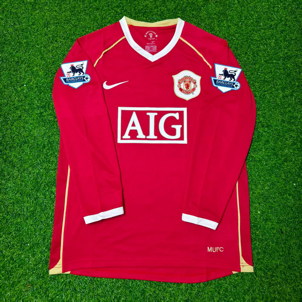 Manchester United 2006-2007 Red Long Sleeve Football Jersey – Luis Nani – Front View