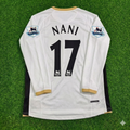 Luis Nani #17 Manchester United 2006-2007 White Retro Long Sleeve Football Jersey – Back View
